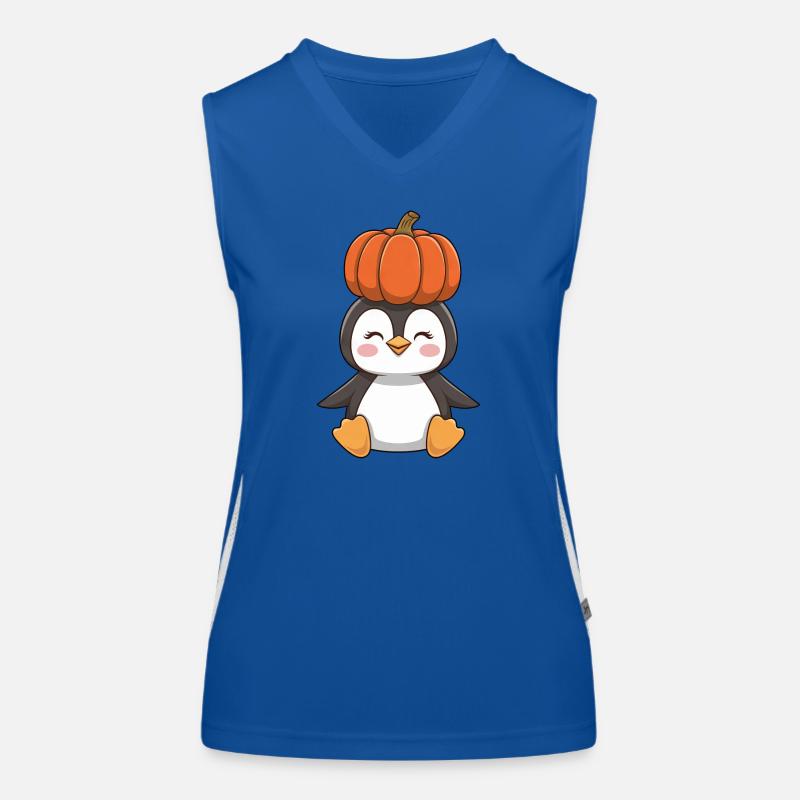 Mignon Halloween Pingouin Citrouille Dessin Animé Débardeur respirant contrasté Femme