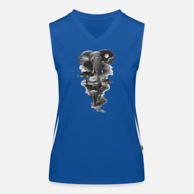 Lunar Elephants Silhouette Women's Functional Contrast Tank Top