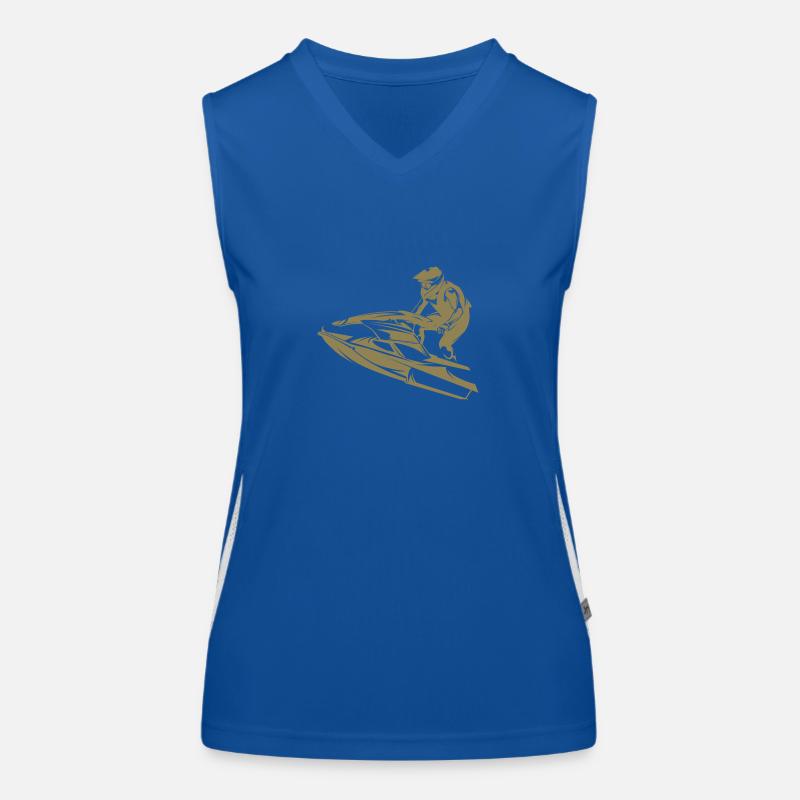 Fast-paced jet ski in silhouette Women's Functional Contrast Tank Top