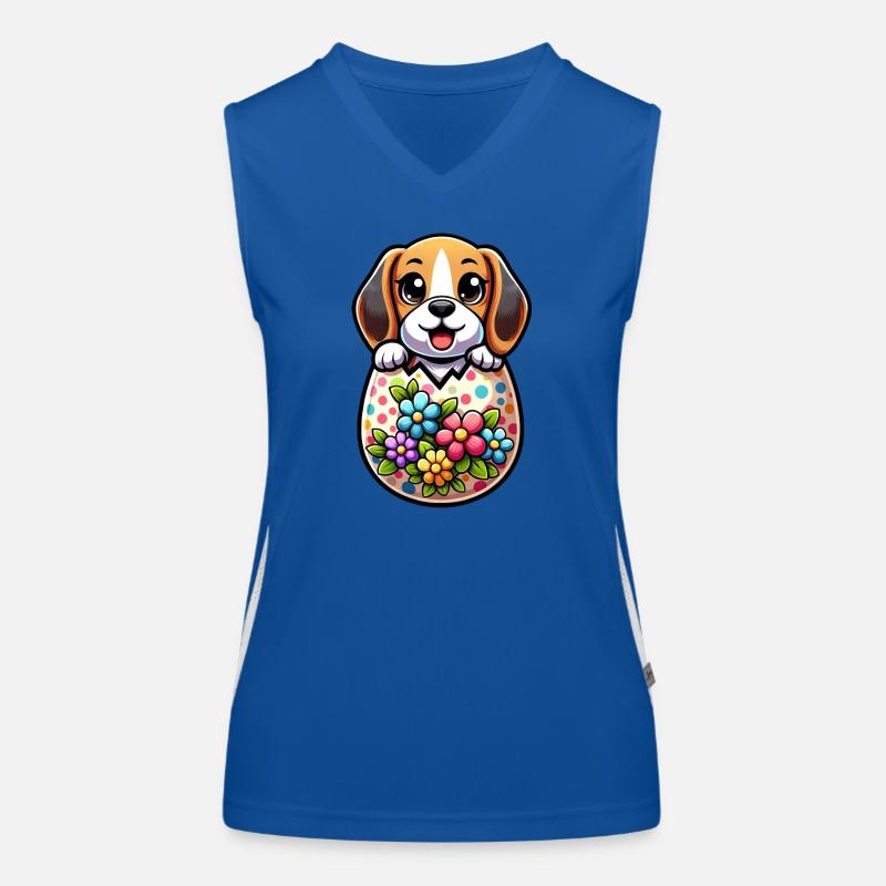 Oeuf de Pâques coloré Beagle éclosion Design Débardeur respirant contrasté Femme