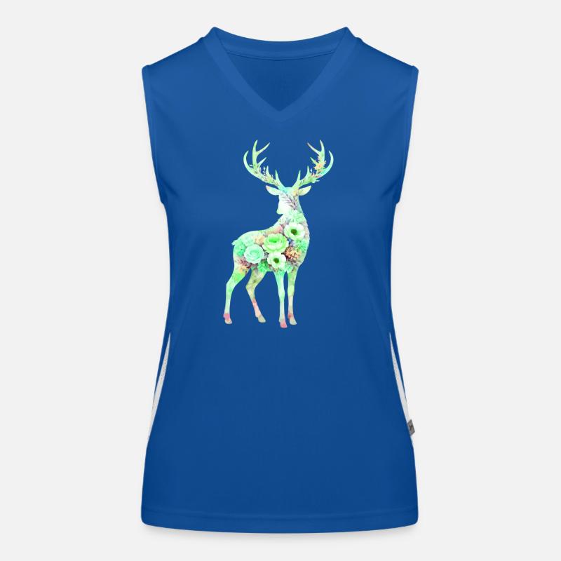 Fleurs en forme d’aquarelle de cerf Débardeur respirant contrasté Femme