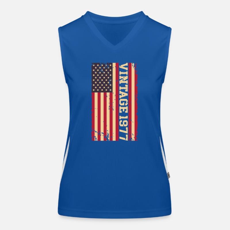 Millésime 1977 Drapeau américain Débardeur respirant contrasté Femme