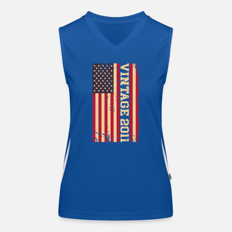 Millésime 2011 Drapeau des États-Unis Débardeur respirant contrasté Femme