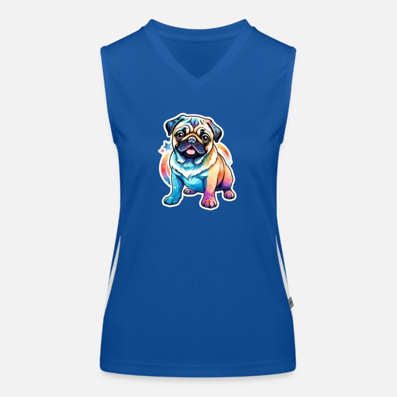 Mops Wasserfarben Funktionelles Kontrast-Tank Top für Frauen