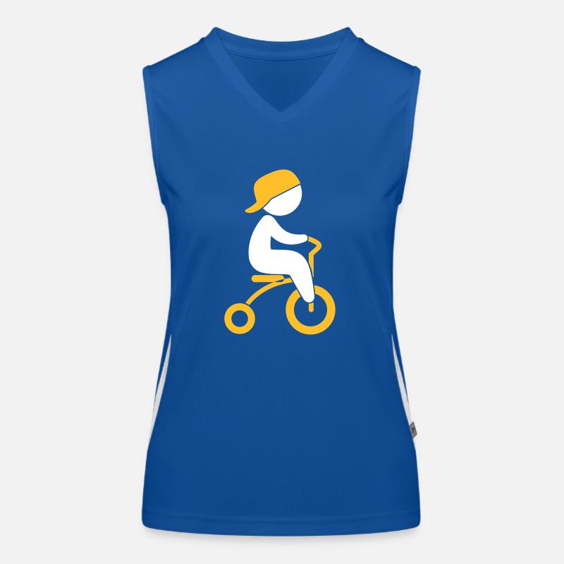 Junge, der sein Dreiräder reitet Funktionelles Kontrast-Tank Top für Frauen