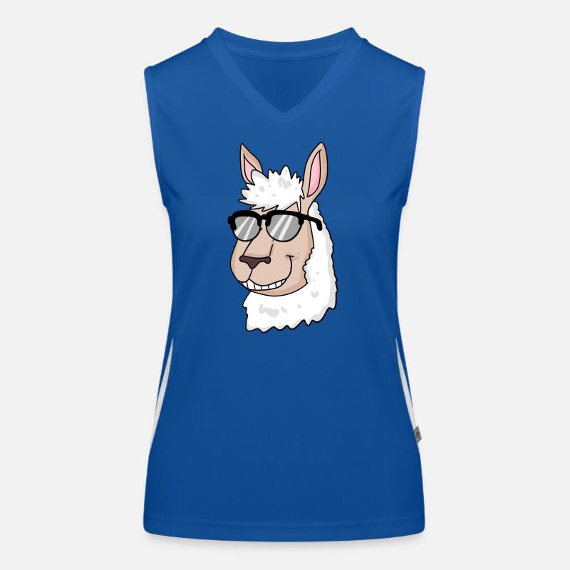 cool llama with sunglasses Women's Functional Contrast Tank Top