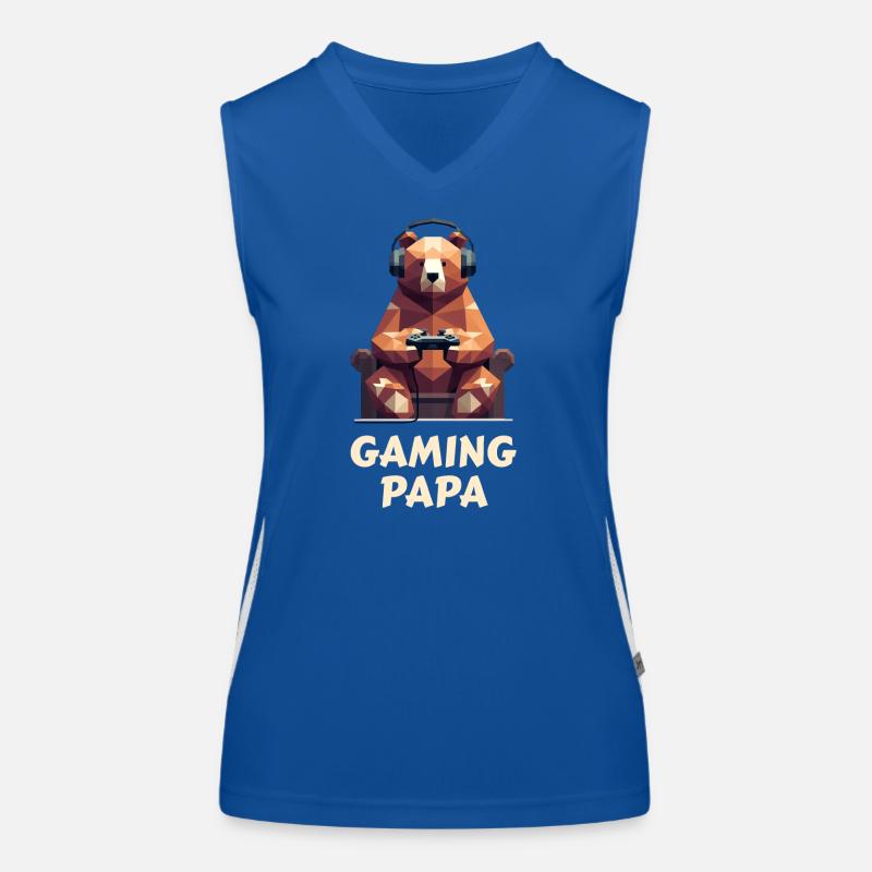 Bear mit Gaming-Headset und Controller Funktionelles Kontrast-Tank Top für Frauen