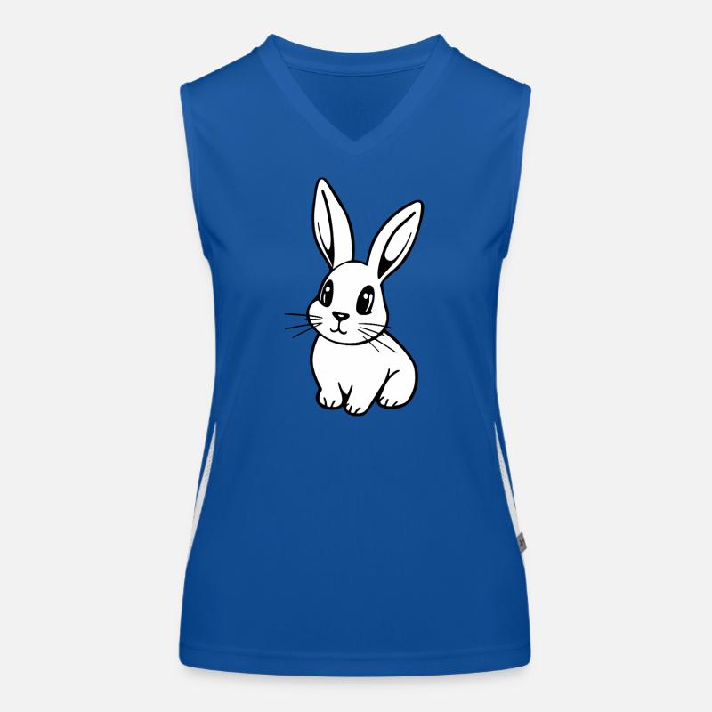 Cute White Easter Bunny Women's Functional Contrast Tank Top