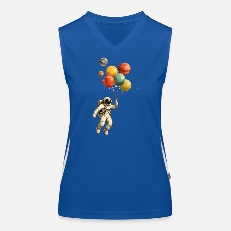 Astronaut with planetary balloons in space Women's Functional Contrast Tank Top
