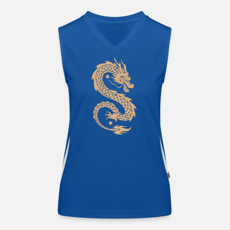 Silhouette dorée du Dragon Céleste Débardeur respirant contrasté Femme