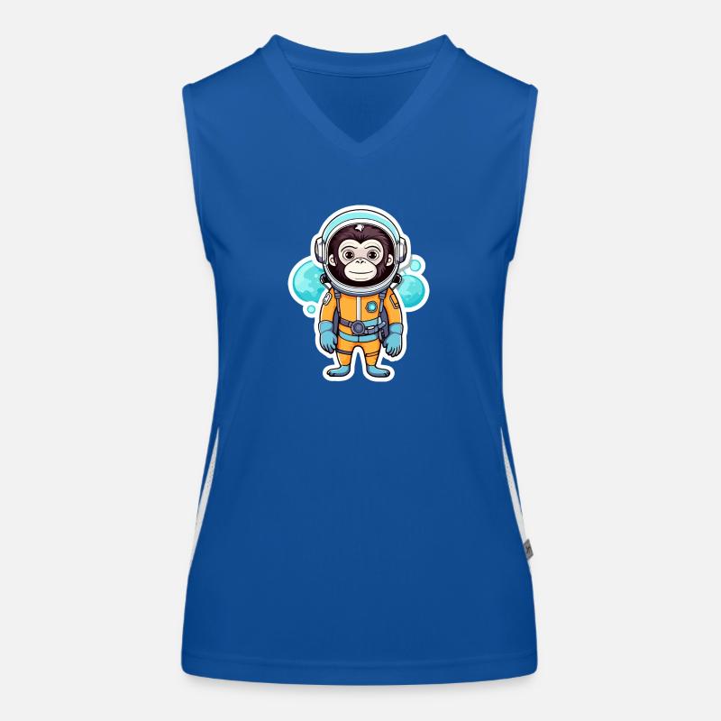 Monkey Astronaut Illustration Women's Functional Contrast Tank Top