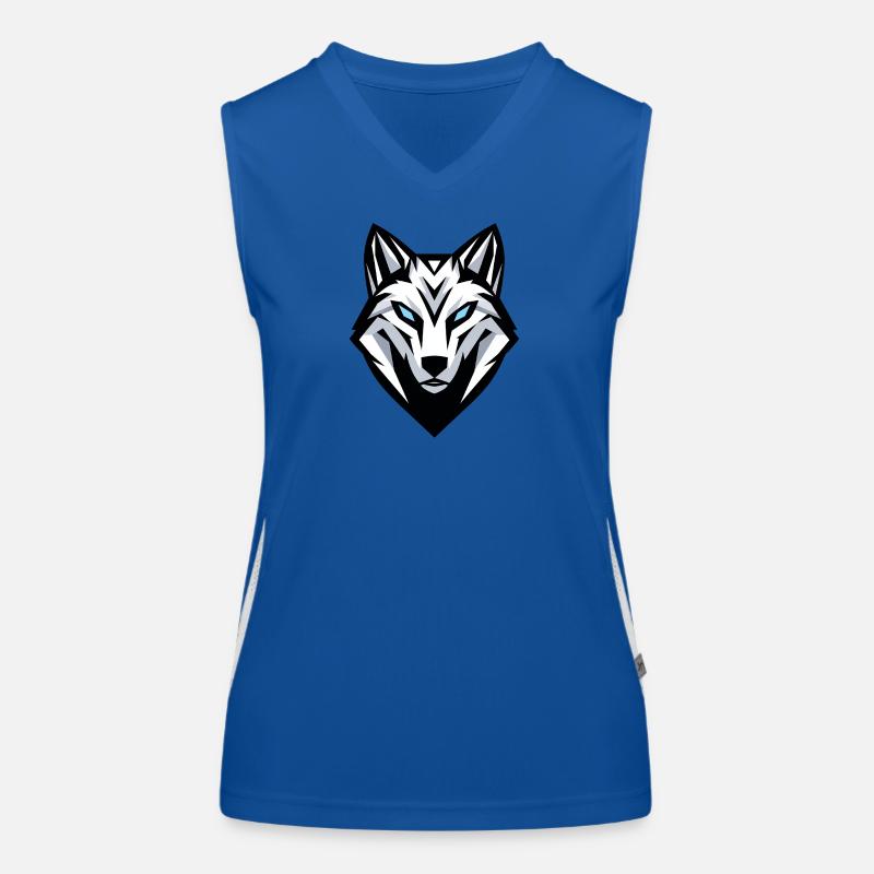 Wolf head logo, symbol, emblem, tattoo Women's Functional Contrast Tank Top
