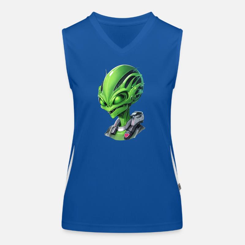 Alien Portrait: Intriguing face from an attached Women's Functional Contrast Tank Top