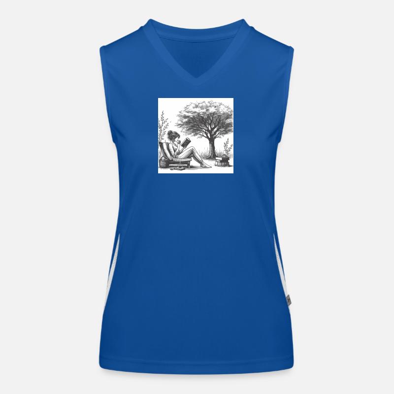 Frau trinkt Kaffee und liest ein Buch Funktionelles Kontrast-Tank Top für Frauen