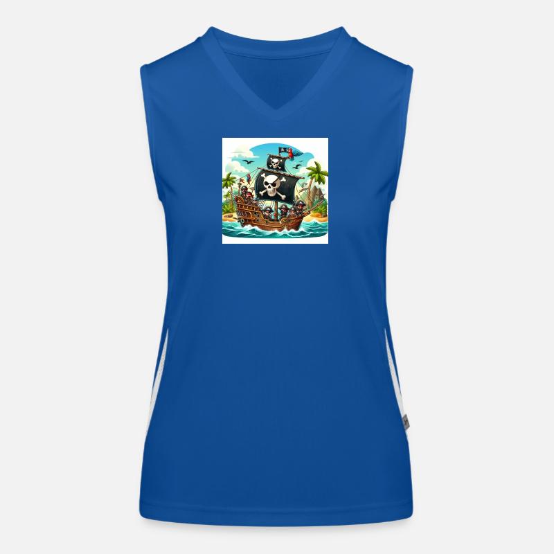 Pirate ship on the high seas Women's Functional Contrast Tank Top