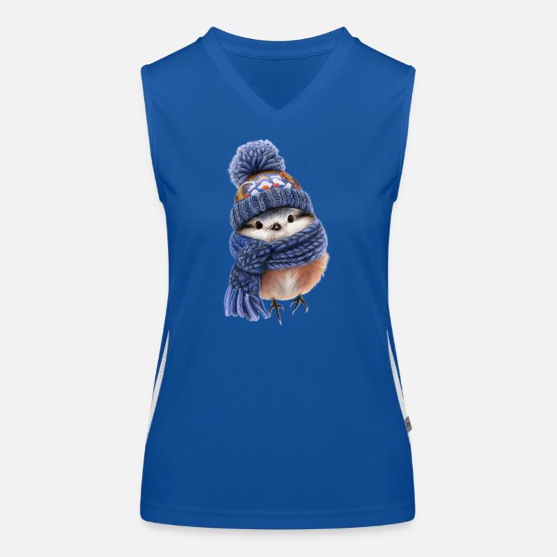 Wintervogel mit Schal Funktionelles Kontrast-Tank Top für Frauen