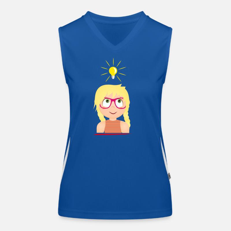 Mädchen mit Brille und einer leuchtenden Glühbirne Funktionelles Kontrast-Tank Top für Frauen