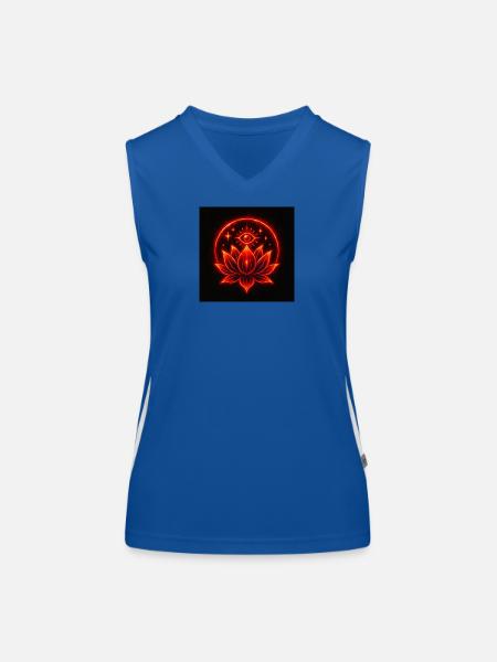 Cosmic Bloom – Spiritual Lotus Mandala Eye - Women's Functional Contrast Tank Top - royal/white - Front