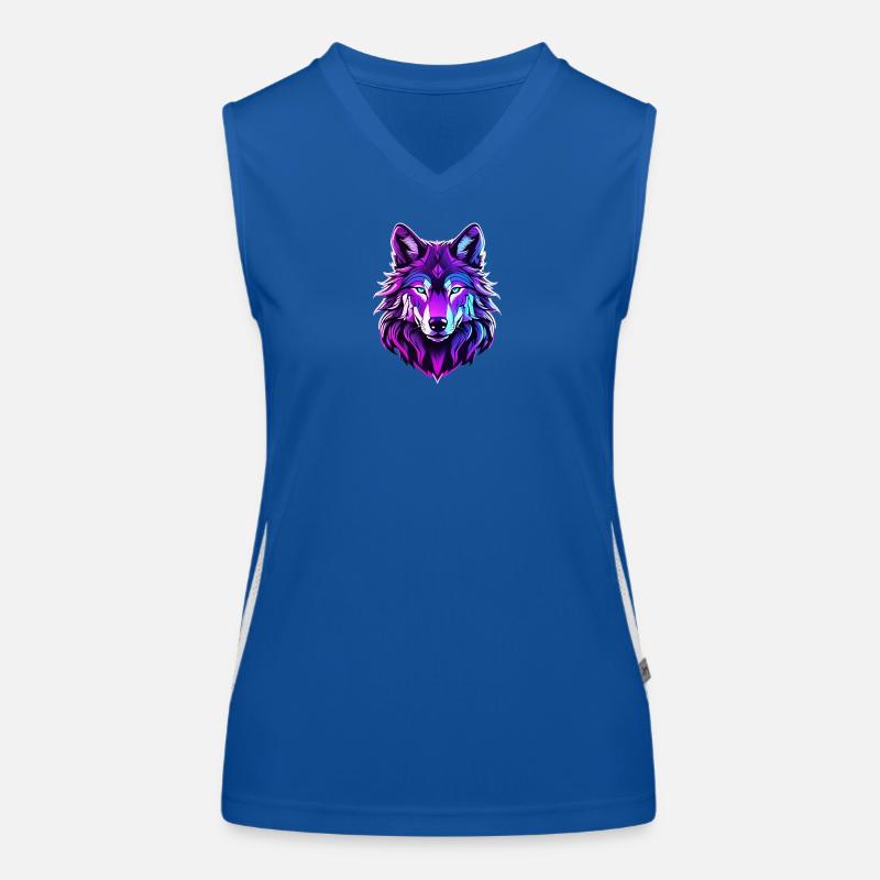 Wolf in Neonfarben Funktionelles Kontrast-Tank Top für Frauen