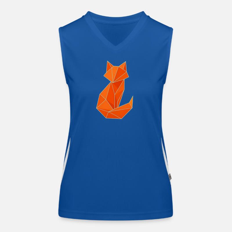 Geometric Fox - Stylish Origami Design Women's Functional Contrast Tank Top