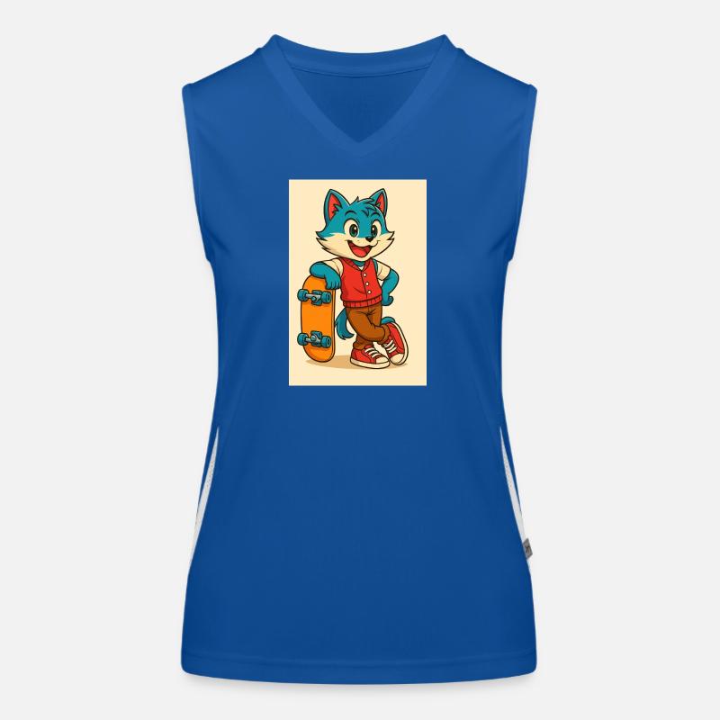 Scooter Fox with Skateboard Women's Functional Contrast Tank Top