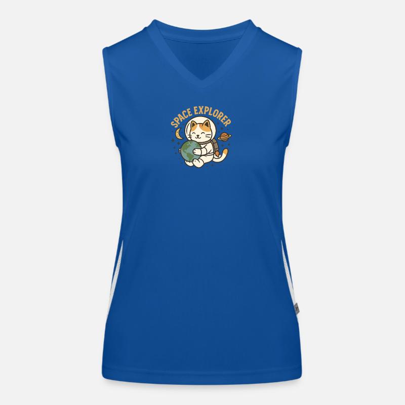 Space Explorer – Kawaii Astronaut Cat Women's Functional Contrast Tank Top