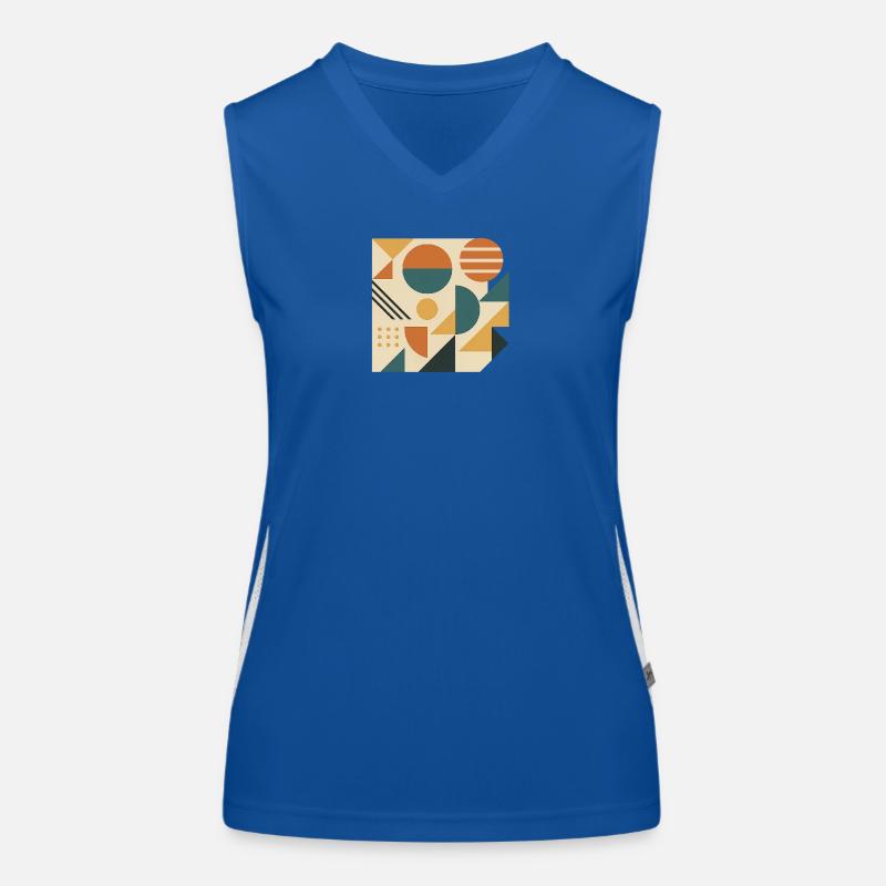Geometric Color Tiles Pattern Women's Functional Contrast Tank Top