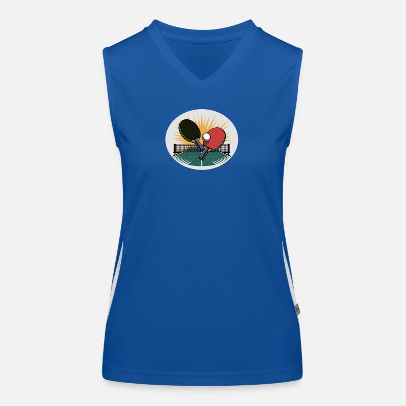 Raquette de ping-pong avec filet au lever du soleil Débardeur respirant contrasté Femme