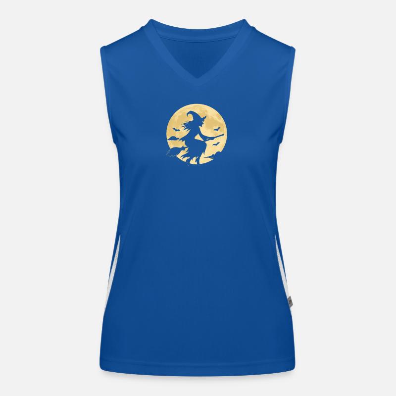 Moonlight Witch on Broom Women's Functional Contrast Tank Top