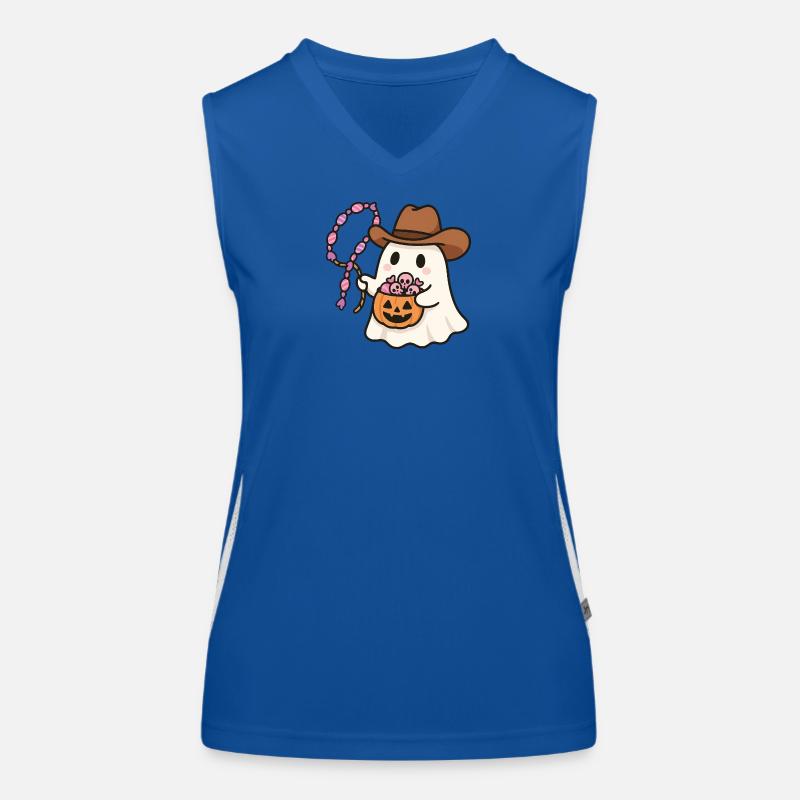 Ghost Cowboy Halloween Süßigkeiteneimer Funktionelles Kontrast-Tank Top für Frauen