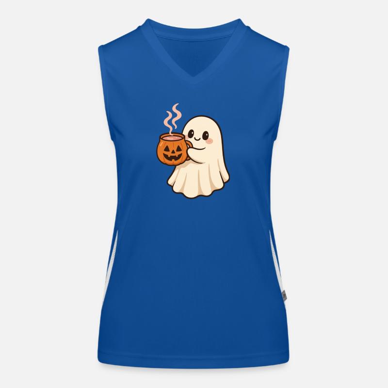 Fantôme avec citrouille Mug Halloween Débardeur respirant contrasté Femme