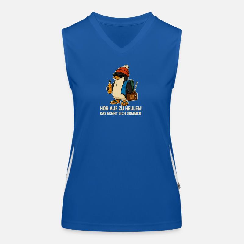 Sommer-Pinguin mit Sonnenbrille Funktionelles Kontrast-Tank Top für Frauen
