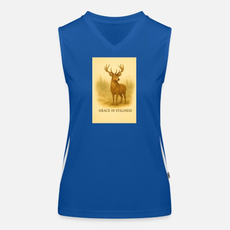 Grace in Stillness Deer Illustration Women's Functional Contrast Tank Top
