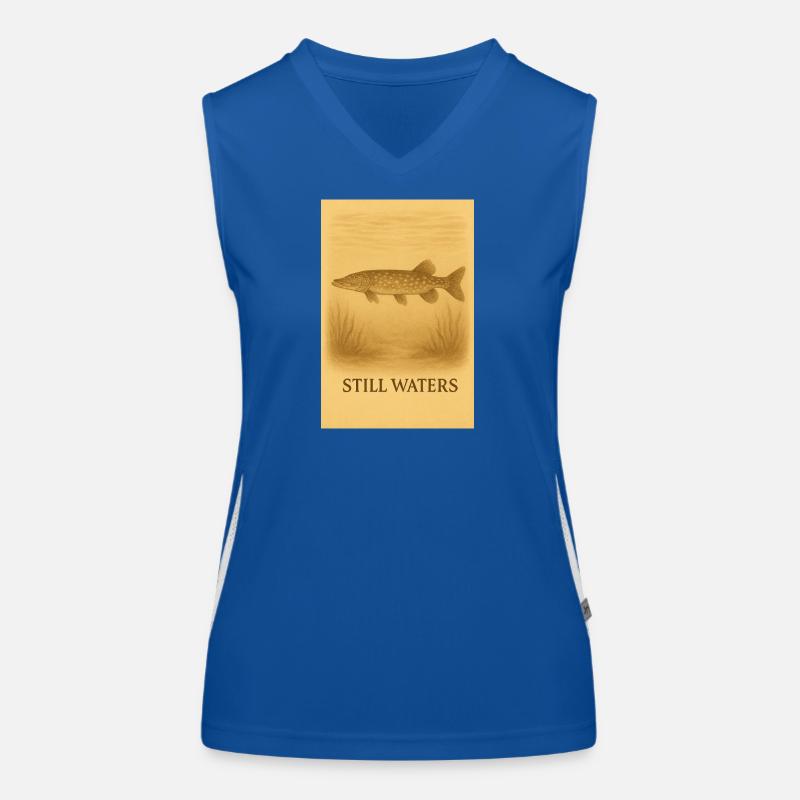 Still Waters Fish Illustration Funktionelles Kontrast-Tank Top für Frauen