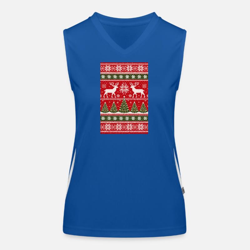 Winter Reindeer Knitting Pattern Women's Functional Contrast Tank Top
