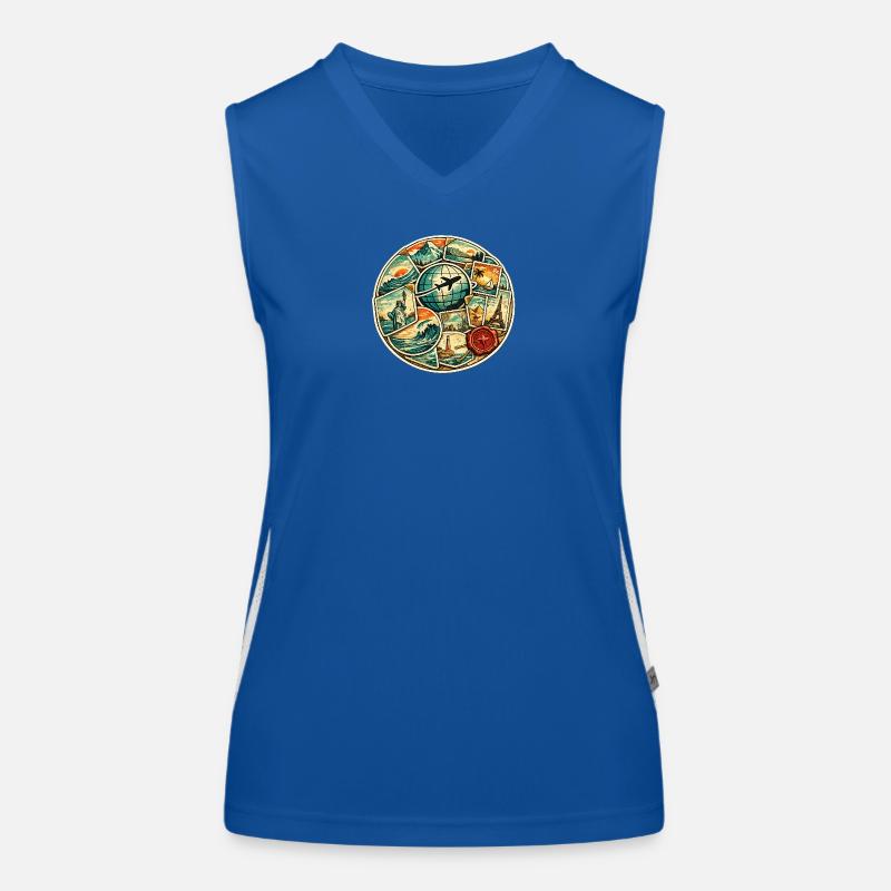World Tour Circular Globe Flight Women's Functional Contrast Tank Top