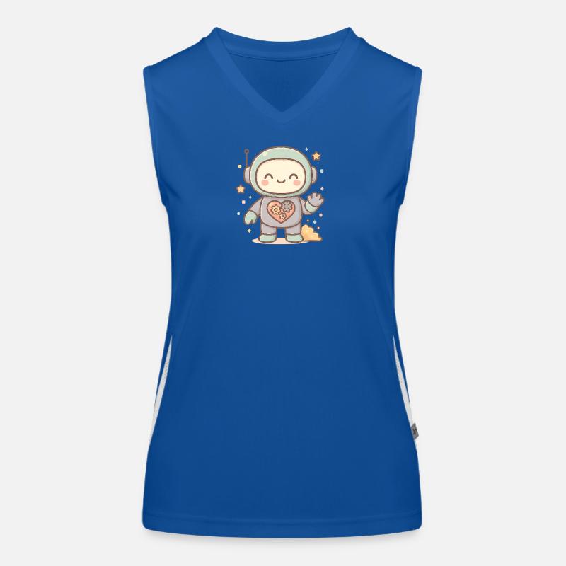 Kawaii robot with a mechanical heart Women's Functional Contrast Tank Top