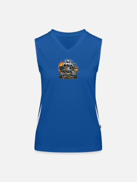 Bauwagen Party: Feuer, Musik & Feier - Funktionelles Kontrast-Tank Top für Frauen - Royal/Weiß - Vorne