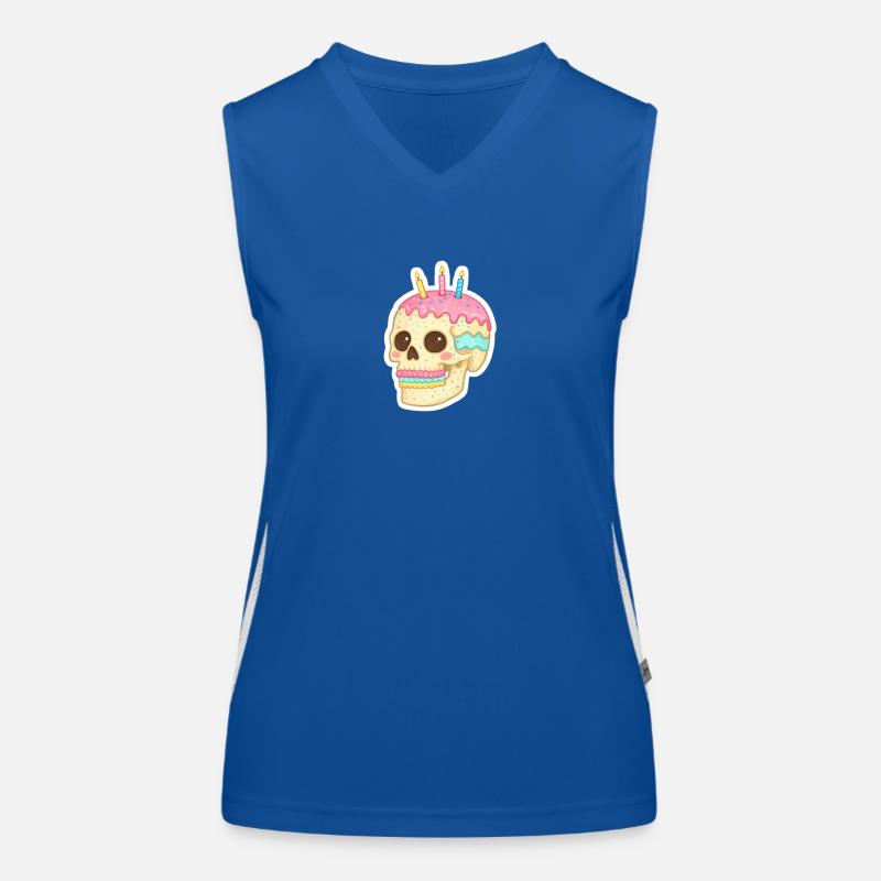 Kawaii-Kuchen-Totenschädel-Geburtstag Funktionelles Kontrast-Tank Top für Frauen