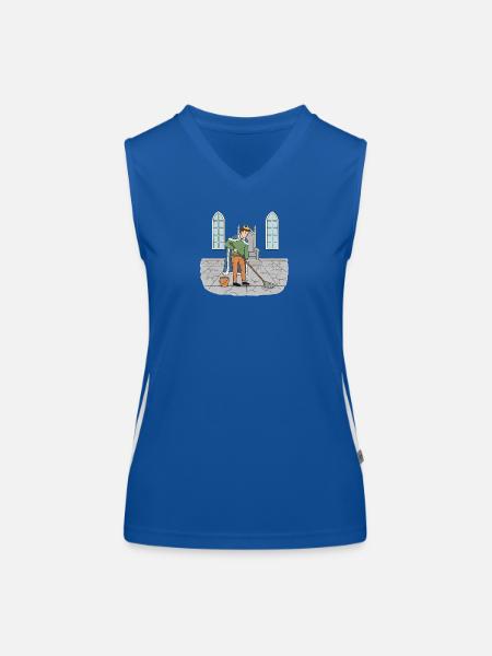 Roi Nettoie le Château - Débardeur respirant contrasté Femme - bleu/blanc - Devant