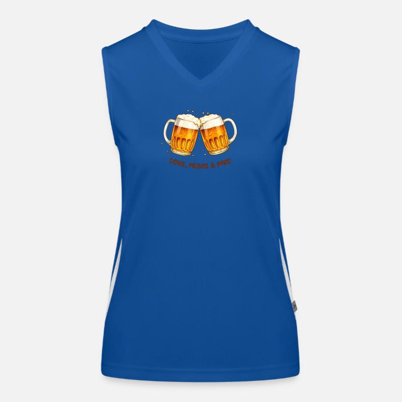 Liebe-_Frieden_-_Bier Funktionelles Kontrast-Tank Top für Frauen