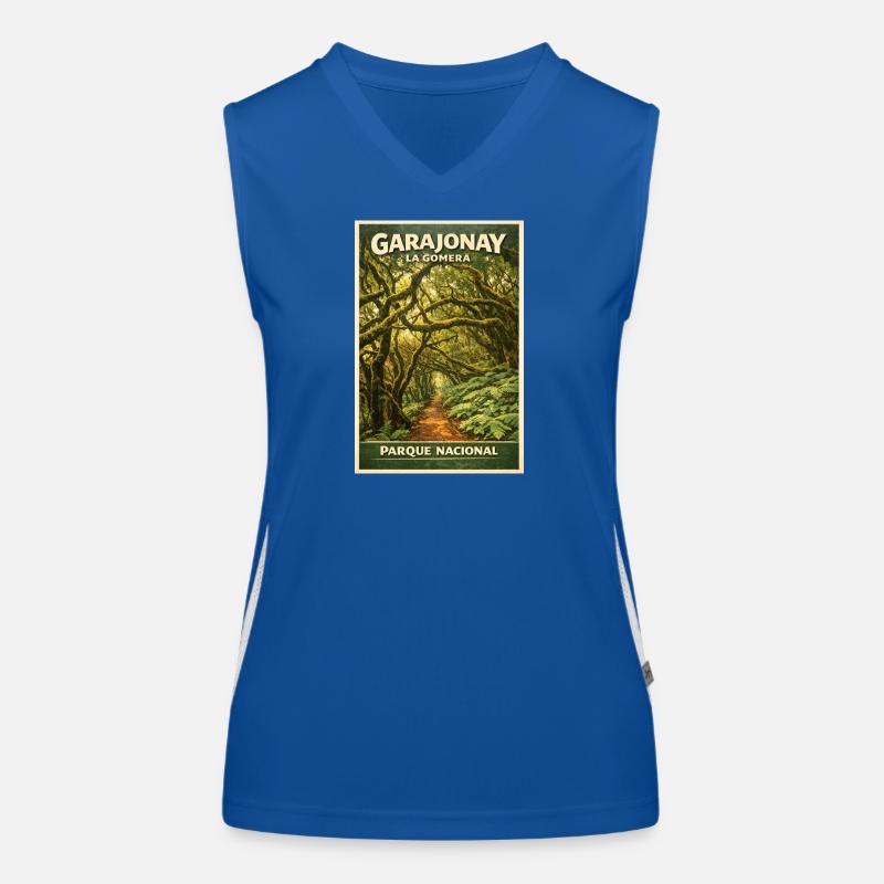 Garajonay La Gomera Retro Design Funktionelles Kontrast-Tank Top für Frauen