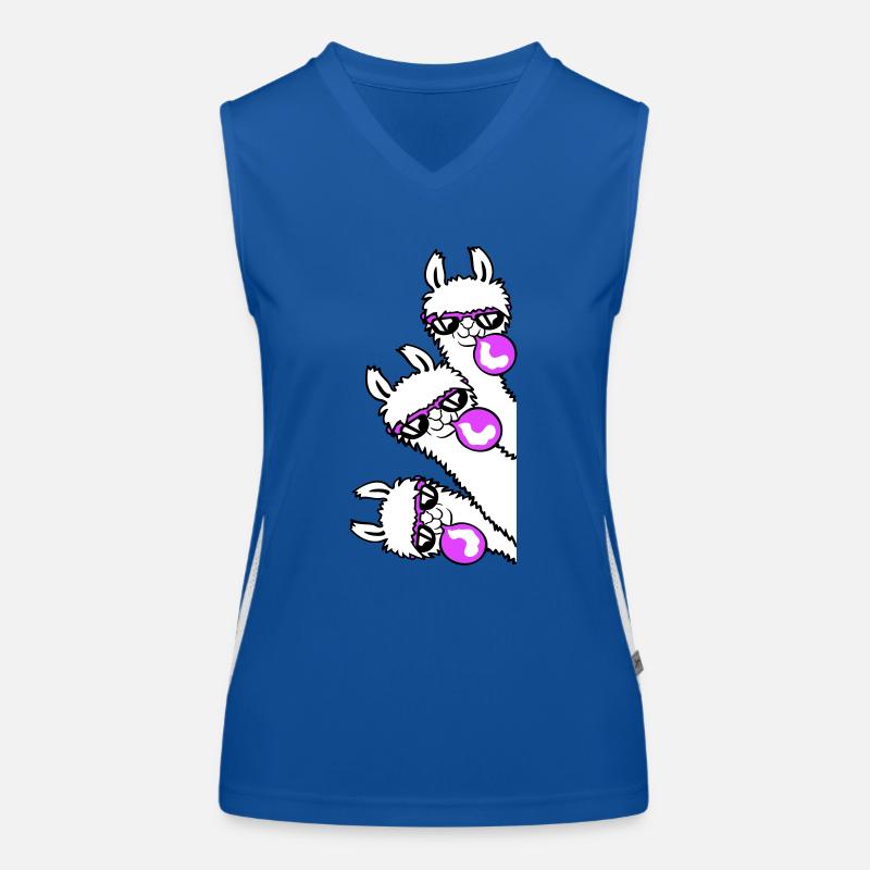 3 Llamas Chewing Gum Team Crew Friends Looking Sideways Women's Functional Contrast Tank Top