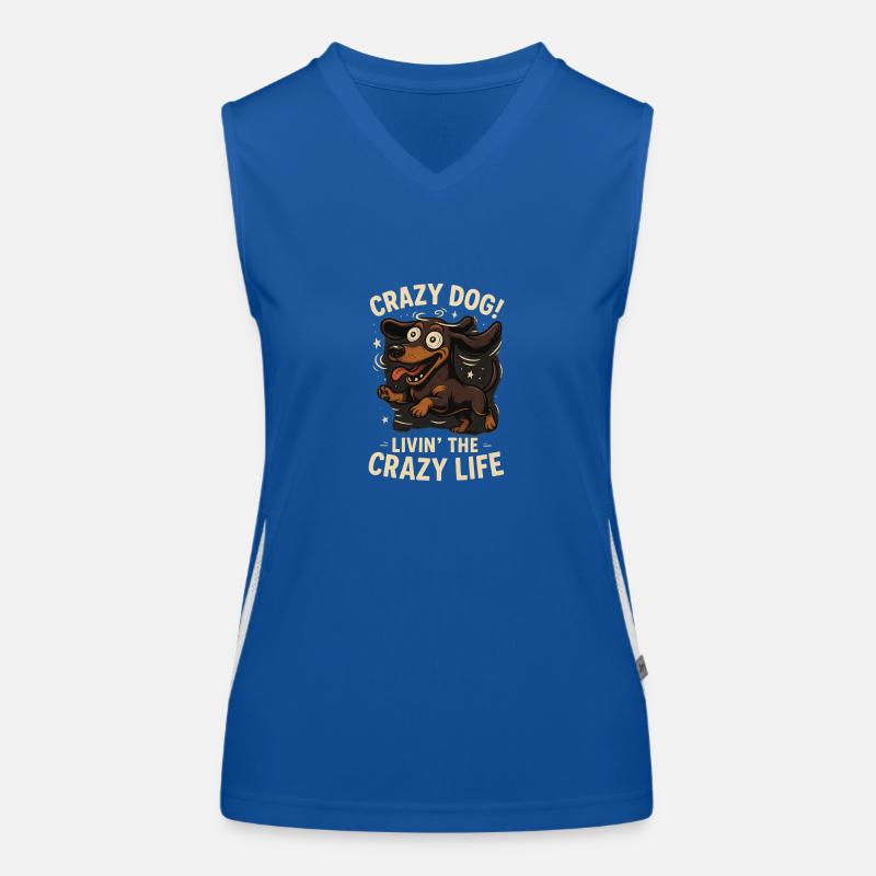 TinyPaws Fun Logo "Crazy Dog, livin the crazy.." Funktionelles Kontrast-Tank Top für Frauen