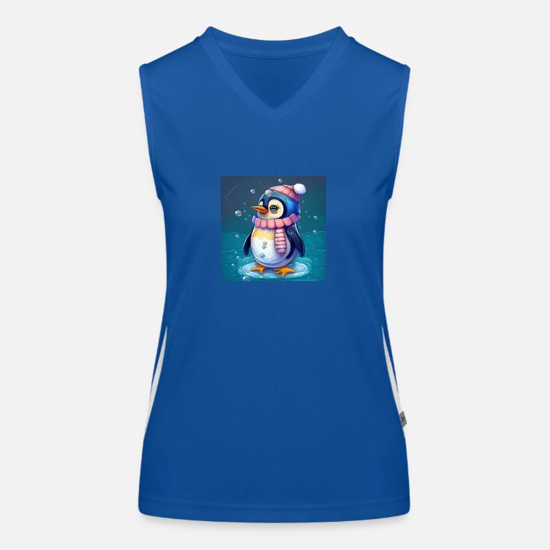 Cute Christmas Penguin Women's Functional Contrast Tank Top