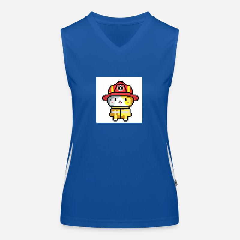 Cat Firefighter, Uniform, Pixel Art Women's Functional Contrast Tank Top