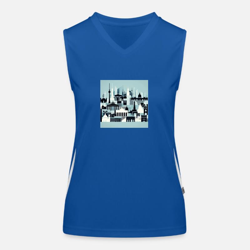 Bunte Stadtsilhouette Funktionelles Kontrast-Tank Top für Frauen