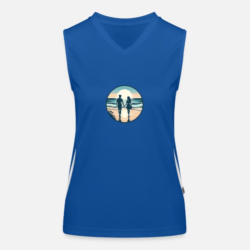 Beachside Bliss: Romantic Beach Walk Women's Functional Contrast Tank Top