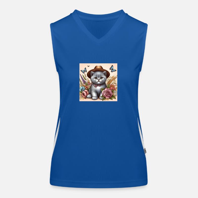Cowboy Katze Britisch Kurzhaar Funktionelles Kontrast-Tank Top für Frauen