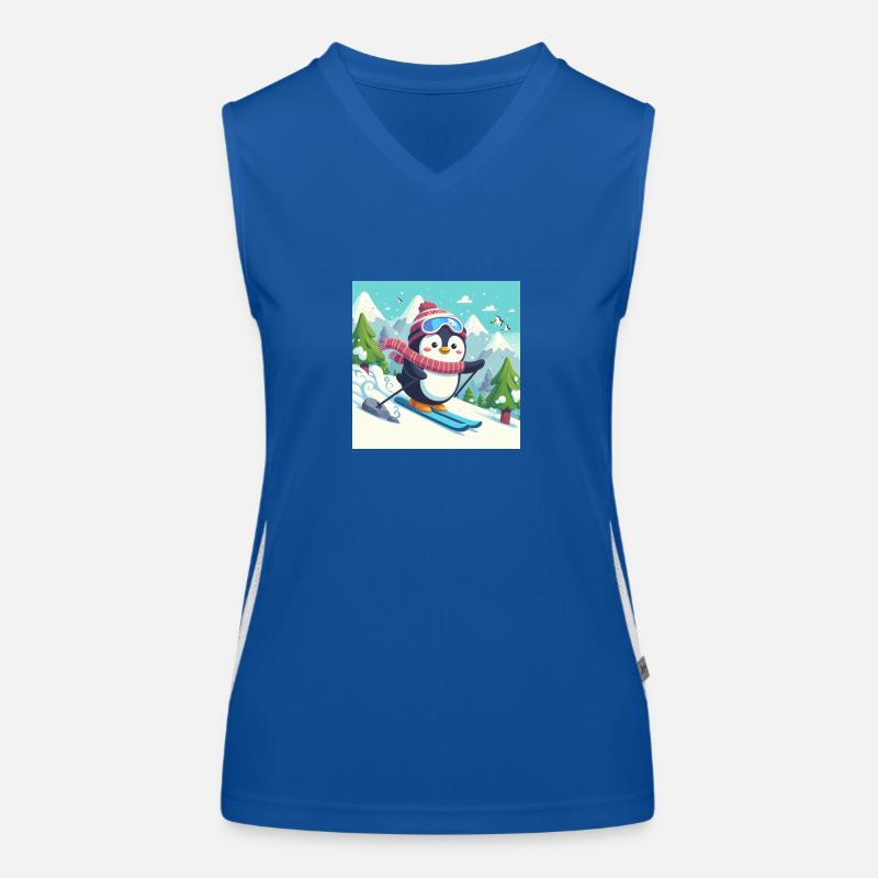 Ski-Pinguin Funktionelles Kontrast-Tank Top für Frauen